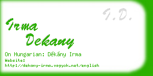 irma dekany business card